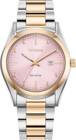 Citizen Ladies Eco-Drive Sport Luxury Sport Watch, Two-Tone Stainless Steel Bracelet, Pink Dial, 3 Hand, Date (Model: EW2706-58X) in Kuwait