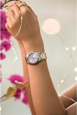 Citizen Ladies Eco-Drive Sport Luxury Sport Watch, Two-Tone Stainless Steel Bracelet, Pink Dial, 3 Hand, Date (Model: EW2706-58X) in Kuwait