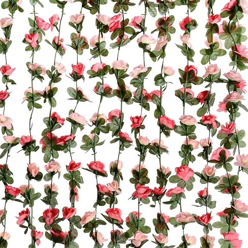 2 Pack Artificial Rose Vine Fake Flower Garland Fake Rose Hanging Vine Artificial Flowers for for Wedding Party Background Arch Garden Background Decoration Total 16.4 Ft (2, White) in Saudi Arabia