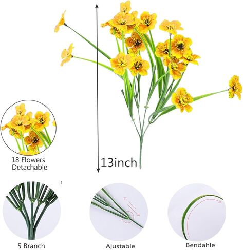 6Bundles Artificial Flowers for Indoor,No Fade Fake Plastic Flowers Faux Plants for Decoration Hanging Planters Garden Porch Window Box Home Wedding Farmhouse (Small Flower) in Saudi Arabia