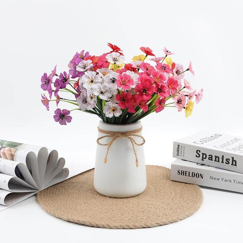 6Bundles Artificial Flowers for Indoor,No Fade Fake Plastic Flowers Faux Plants for Decoration Hanging Planters Garden Porch Window Box Home Wedding Farmhouse (Small Flower) in Saudi Arabia