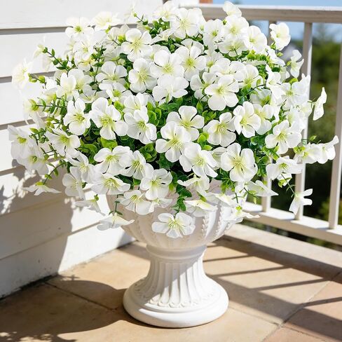 Ouddy Decor 12 قطعة من زهور إبرة الراعي الاصطناعية في الهواء الطلق، زهور حريرية وهمية مقاومة للأشعة فوق البنفسجية نباتات إبرة الراعي الواقعية نباتات بلاستيكية صناعية لربيع وصيف حديقة الشرفة ديكور المنزل في الهواء الطلق، أحمر in Kuwait