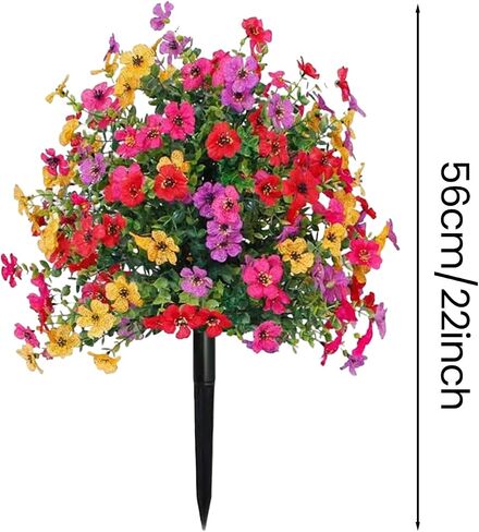 SakerPlus Artificial Petunias with Ground Stake, 22" Outdoor Faux Flowers for Garden, Yard, Planter and Porch, Lifelike Decorative Flowers for Indoor Outdoor Home Decor (1 Pack) in Saudi Arabia
