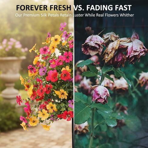 SakerPlus Artificial Petunias with Ground Stake, 22" Outdoor Faux Flowers for Garden, Yard, Planter and Porch, Lifelike Decorative Flowers for Indoor Outdoor Home Decor (1 Pack) in Saudi Arabia