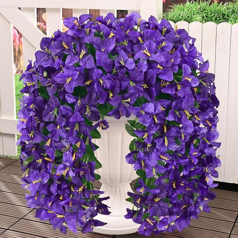 Livole 2Pcs Bougainvillea Artificial Flowers for Outdoors, Realistic UV Resistant Faux Outdoor Plants Flowers, Silk Hanging Fake Flowers for Outside Home Porch Patio Balcony Garden Decor Rose Red in Saudi Arabia