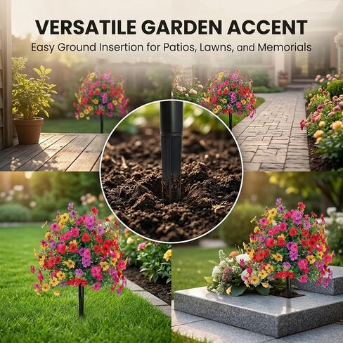 SakerPlus Artificial Petunias with Ground Stake, 22" Outdoor Faux Flowers for Garden, Yard, Planter and Porch, Lifelike Decorative Flowers for Indoor Outdoor Home Decor (1 Pack) in Saudi Arabia