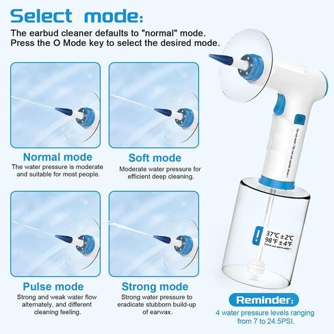 Temodu Electric Ear Wax Removal Kit, Rechargeable Earwax Remove Removal Ear Irrigation System, and Effective Clean Ear, Features Disposable Tips & Ear Catch Basin (9+1 Disposable Tips) (Blue) in Saudi Arabia