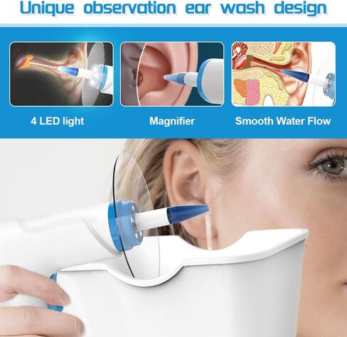 Temodu Electric Ear Wax Removal Kit, Rechargeable Earwax Remove Removal Ear Irrigation System, and Effective Clean Ear, Features Disposable Tips & Ear Catch Basin (9+1 Disposable Tips) (Blue) in Saudi Arabia