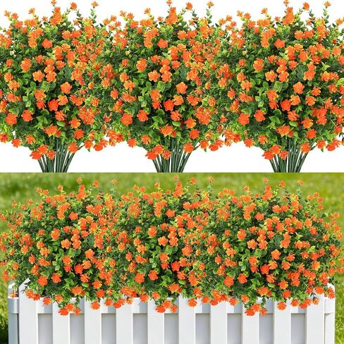 24 Bundles Artificial Flowers for Outdoors, Faux Plastic Flowers UV Resistant Fake Greenery Shrubs Plants for Outside Spring Summer Porch Window Garden Planter Home Decor, Mixed Color in Saudi Arabia