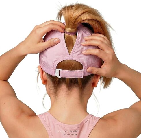 Women Ponytail Baseball Cap Adjustable Mesh Sport Hat Sun Protection in Kuwait