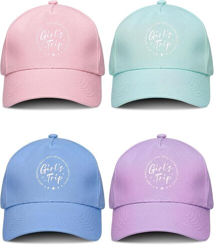 Cuffbow 4 Pcs Girls Trip Hats Gifts Girls Trip Cotton Cap Weekend Gifts for Friendship Vacation Bachelorette Party in Kuwait