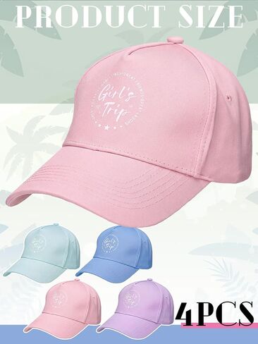 Cuffbow 4 Pcs Girls Trip Hats Gifts Girls Trip Cotton Cap Weekend Gifts for Friendship Vacation Bachelorette Party in Kuwait