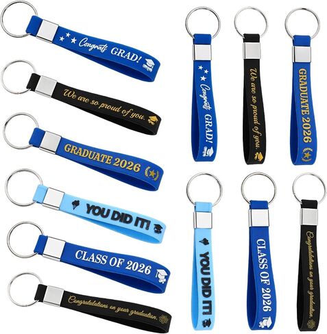 12PCS Graduation Gifts Class of 2026 Silicone Keychains Graduation Gift for Her Him Son Daughter Friends Boys Girls Inspirational Grad Gifts for High School College Party Favors Congratulations Gift in Saudi Arabia
