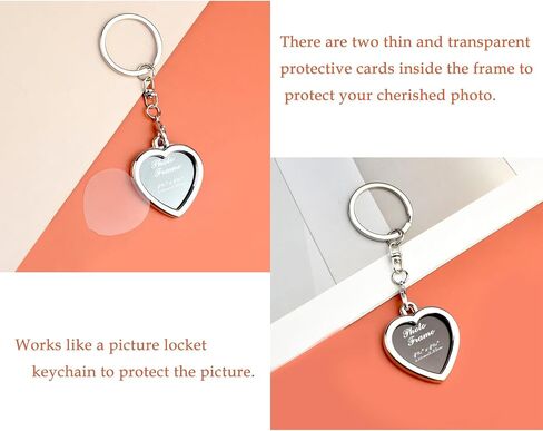 Zittop Photo Frame Keychain - 2 Pcs Heart shaped keychain Blank Picture Frame Key chains and keyring in Saudi Arabia