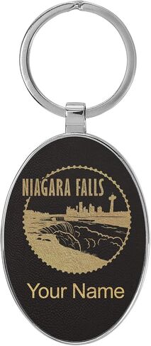Oval Keychain, Niagara Falls, Personalized Engraving Included (Metal Frame) in Kuwait
