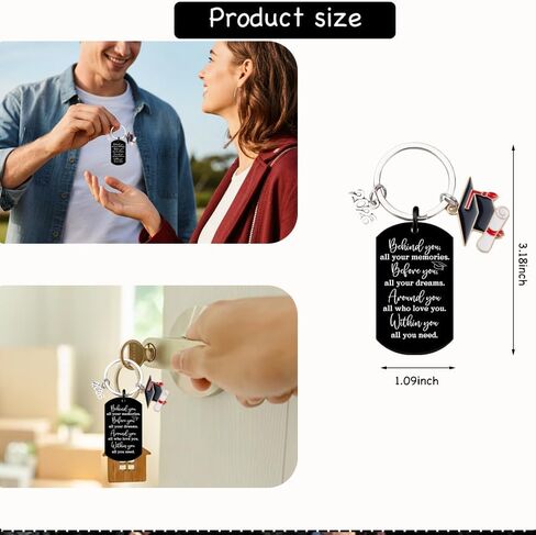 2 Pcs Graduation Keychain Gift Class of 2026 Graduation Keychain for University College Middle High School in Saudi Arabia