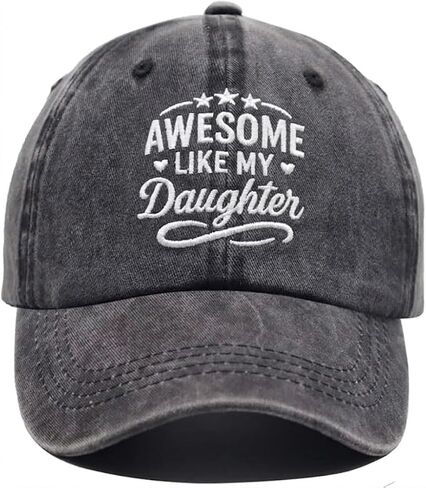 Awesome Like My Daughter Hat for Men – Adjustable Funny Father’s Day Dad Hat | Cotton Baseball Cap Gift for Dad from Daughter Gray in Kuwait