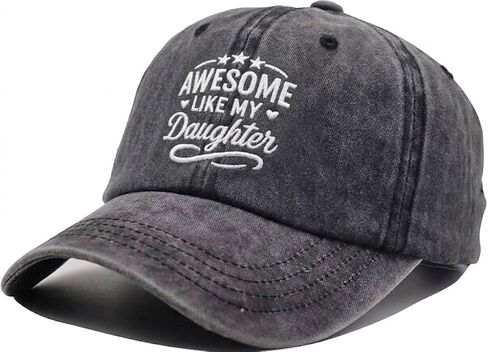 Awesome Like My Daughter Hat for Men – Adjustable Funny Father’s Day Dad Hat | Cotton Baseball Cap Gift for Dad from Daughter Gray in Kuwait
