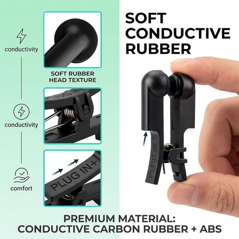 2Psc Ear Clip Electrodes Rubber, Compatible with Tens 7000 & Standard Tens Units, Reusable Ear Clip Accessory,(Black) in Saudi Arabia