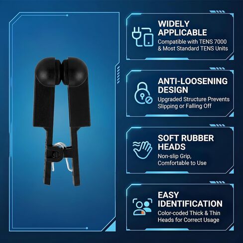 2Psc Ear Clip Electrodes Rubber, Compatible with Tens 7000 & Standard Tens Units, Reusable Ear Clip Accessory,(Black) in Saudi Arabia