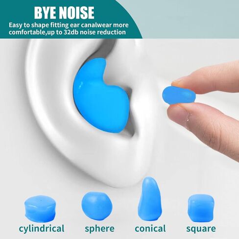 Ultra-Soft Noise Cancelling Sleeping Ear Plugs - Moldable Silicone, Wear Comfortable Noise Repairing Ear Plugs, Reusable for Adults, Kids, Sleep and Swimming, 72 Pieces (Color 1, Round) in Saudi Arabia