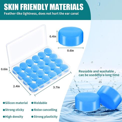 Ultra-Soft Noise Cancelling Sleeping Ear Plugs - Moldable Silicone, Wear Comfortable Noise Repairing Ear Plugs, Reusable for Adults, Kids, Sleep and Swimming, 72 Pieces (Color 1, Round) in Saudi Arabia