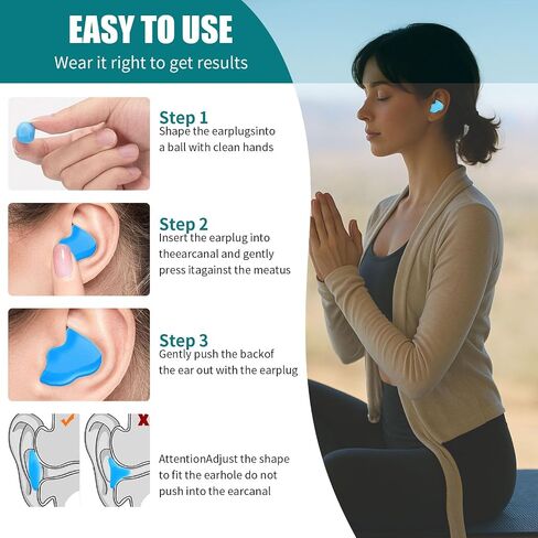 Ultra-Soft Noise Cancelling Sleeping Ear Plugs - Moldable Silicone, Wear Comfortable Noise Repairing Ear Plugs, Reusable for Adults, Kids, Sleep and Swimming, 72 Pieces (Color 1, Round) in Saudi Arabia