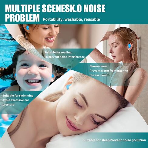 Ultra-Soft Noise Cancelling Sleeping Ear Plugs - Moldable Silicone, Wear Comfortable Noise Repairing Ear Plugs, Reusable for Adults, Kids, Sleep and Swimming, 72 Pieces (Color 1, Round) in Saudi Arabia