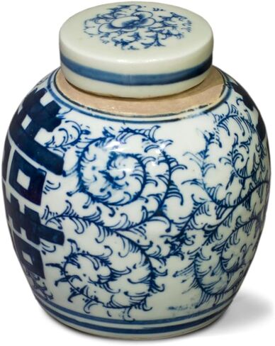 China Furniture Online Blue and White 4.5in Porcelain Double Happiness Small Chinese Jar with Lid in Saudi Arabia