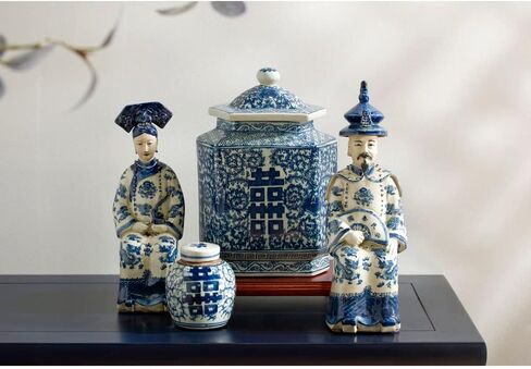 China Furniture Online Blue and White 4.5in Porcelain Double Happiness Small Chinese Jar with Lid in Saudi Arabia