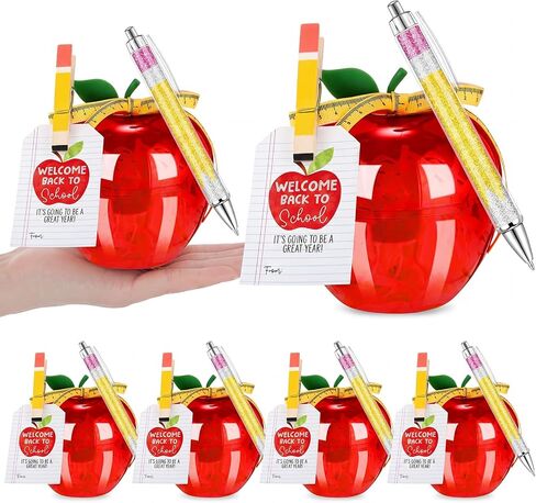 Gueevin 6 Sets Large Red Apple Container Teacher Appreciation Gifts Bulk, Teacher Gifts Card Holder, Plastic Apple Shaped Candy Jar for Back to School, First Day of School, Teachers Birthday Gift in Kuwait