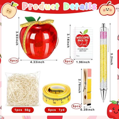 Gueevin 6 Sets Large Red Apple Container Teacher Appreciation Gifts Bulk, Teacher Gifts Card Holder, Plastic Apple Shaped Candy Jar for Back to School, First Day of School, Teachers Birthday Gift in Kuwait