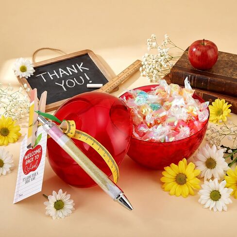 Gueevin 6 Sets Large Red Apple Container Teacher Appreciation Gifts Bulk, Teacher Gifts Card Holder, Plastic Apple Shaped Candy Jar for Back to School, First Day of School, Teachers Birthday Gift in Kuwait