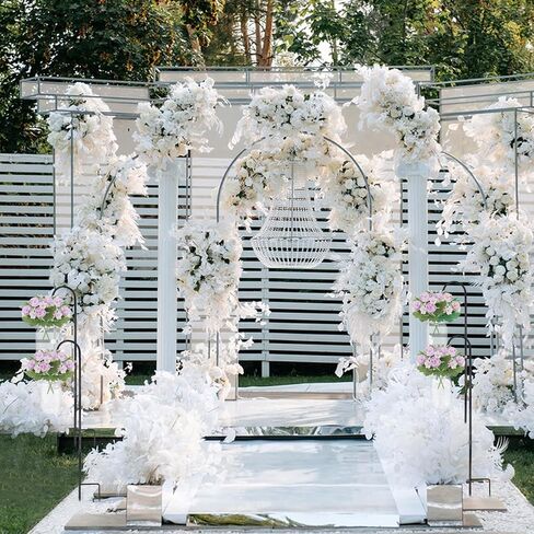 8 Sets Wedding Aisle Decoration Including 15 oz Plastic Hanging Mason Jar & 32'' Shepherd's Hooks for Outdoor Wedding Isle Ceremony Decorations (Flowers Not Included) in Kuwait