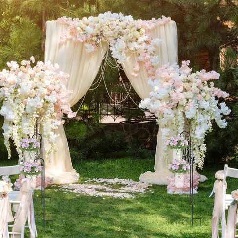 8 Sets Wedding Aisle Decoration Including 15 oz Plastic Hanging Mason Jar & 32'' Shepherd's Hooks for Outdoor Wedding Isle Ceremony Decorations (Flowers Not Included) in Kuwait