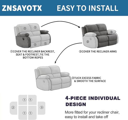 2026 Stretch Recliner Cover 3-Piece (24"-37") Super Soft Recliner Chair Covers with Big Pocket & Anti Slip Ties Stay in Place, Lazy Boy Reclining Slipcover Easy to Put on off Washable, Coffee in Saudi Arabia