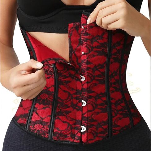 Waist Trainer for Women, Gothic Satin Underbust Corset with Steel Frame, Waist Training Cincher in Kuwait