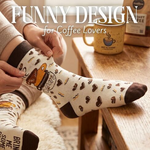 InnoBeta Coffee Gifts for Women Men One Size Crew Sock for Coffee Lovers Women on Birthday Christmas in Kuwait