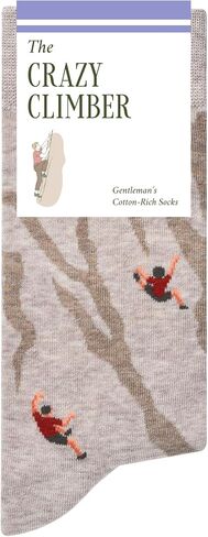 The Crazy Climber Socks – Rock Climbing Gifts for Men – Perfect Climber Gift – 1 x Pair, Size US 8–13, Beige – Unique Rock Climbing Gifts for Climbers, Dads, Boys in Saudi Arabia