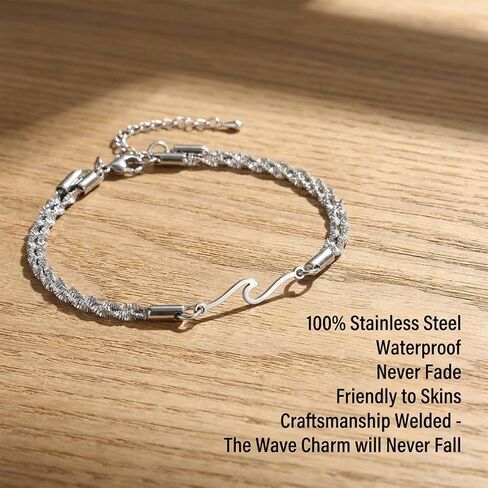 Tucnoeu Womens Ankle Bracelets, Silver Double Layer Wave Anklet, Bestie Sister Best Friend Birthday Gifts Beach Jewelry in Kuwait