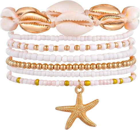 7 PCS Beach Anklet, Summer Shell Anklets for Women, Boho Beachy Anklet, Adjustable Seashell Bracelet for Summer Seaside Holiday Vacation Party in Kuwait