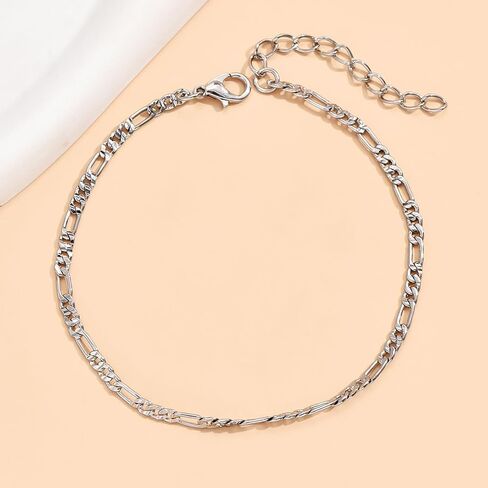 Silver Chain Anklet for Women, Adjustable Minimalist Link Chain, Fashion Durable Summer Accessory in Kuwait