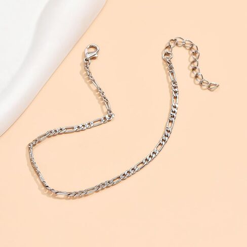 Silver Chain Anklet for Women, Adjustable Minimalist Link Chain, Fashion Durable Summer Accessory in Kuwait