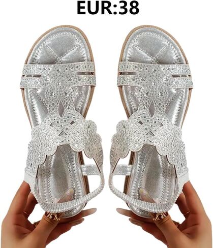 Women's Floral Rhinestone Flat Sandals in Kuwait