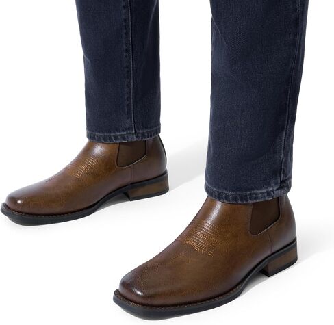 Bruno Marc Cowboy Boots for Men, Men's Chelsea Boots Western Square Toe Ankle Boots Casual Dress Boots in Kuwait