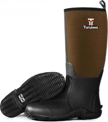 Rubber Boots for Men,Rain Boots with Steel Shank Waterproof Insulated Anti-Slip Outdoor Mud Boots for Farm, Work, Fishing & Hunting in Kuwait