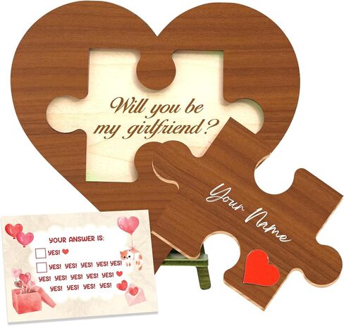 Personalize Will You Be My Girlfriend Sign with Card, Cute Gifts for Girlfriend, Wooden Heart Proposal Puzzle with Hidden Message, Be My Girlfriend Proposal Gifts Decor, Romantic Couple Gift Ideas in Saudi Arabia