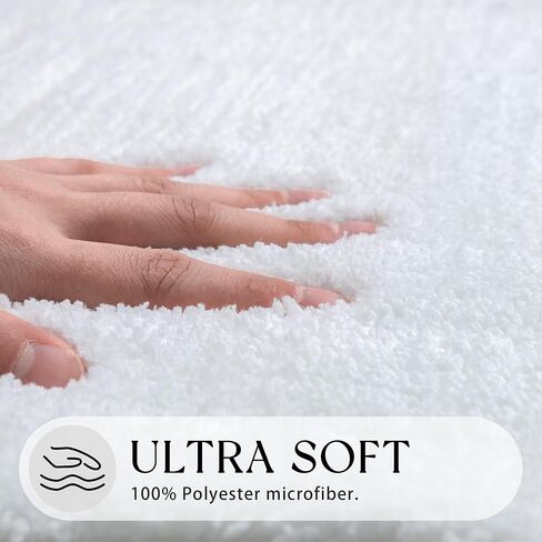 Long Bathroom Runner Rug 24x60, Extra Non Slip Washable Bath Mats, Soft Absorbent Quick Dry Large Bath Rugs, Scalloped Bathmat for Bathroom, Tub, Floor Carpet, Sink, Shower, White in Saudi Arabia
