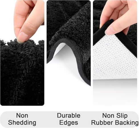 HEBE Microfiber Bathroom Rugs Sets 3 Piece,Super Absorbent Non Slip Bath Mats Rugs for Bathroom,Washable Bath Mat and U-Shaped Contour Toilet Rug Set for Tub Shower Bath Carpet in Saudi Arabia