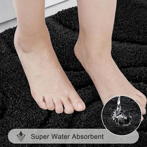 HEBE Microfiber Bathroom Rugs Sets 3 Piece,Super Absorbent Non Slip Bath Mats Rugs for Bathroom,Washable Bath Mat and U-Shaped Contour Toilet Rug Set for Tub Shower Bath Carpet in Saudi Arabia